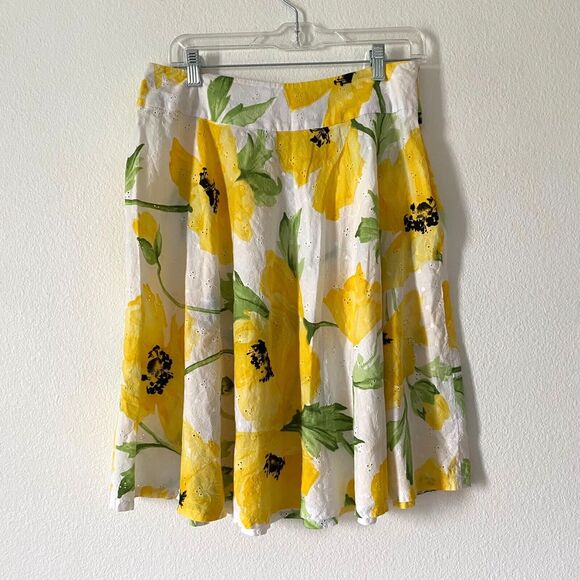 Sag Harbor Dresses & Skirts - Vintage‎ Sag Harbor MIDI Skirt Womens Sz 12 Floral Eyelet Cotton A-Line Boho